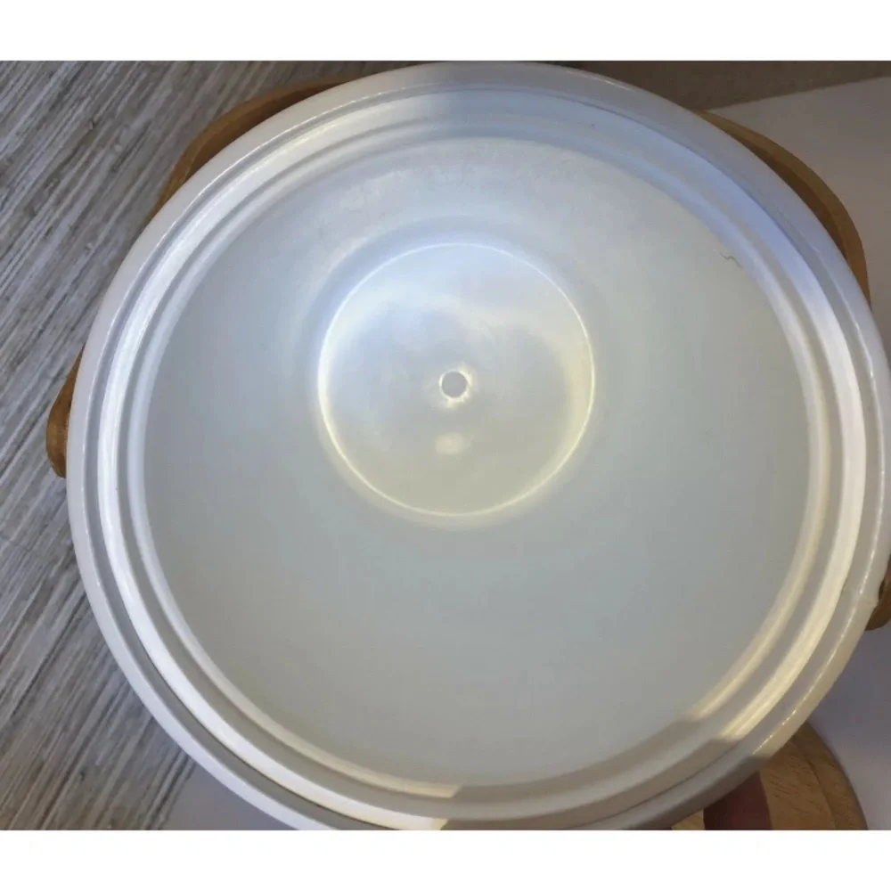 Georges Briard Vintage MCM Tall White Vinyl & Wood Ice Bucket
